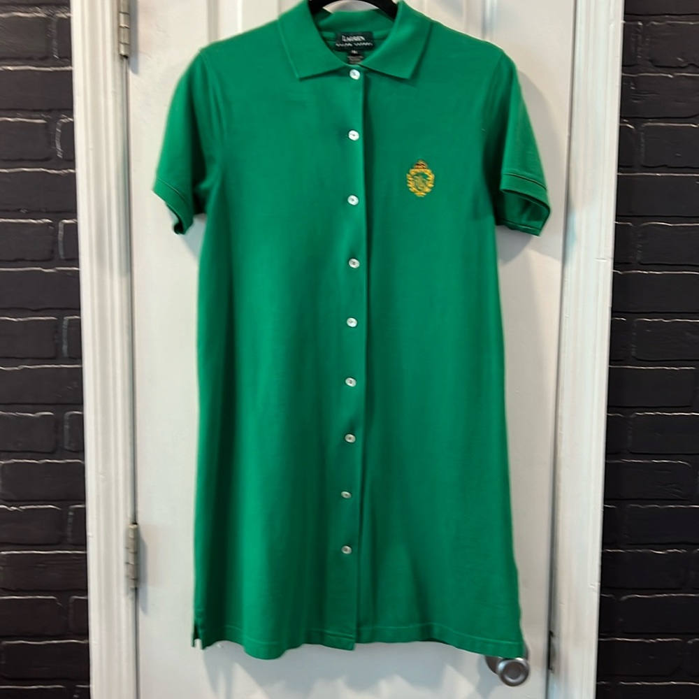 Ralph Lauren polo button up dress Kelly green size medium